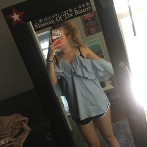 fun blue and white striped top